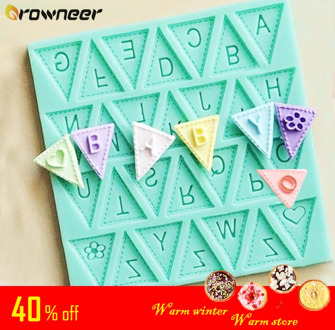 Letters Mold Triangle Alphabet Silicone Baking Mould Cupcake Decorating Tool Fondant Candy Chocolate Gumpaste Nonstick