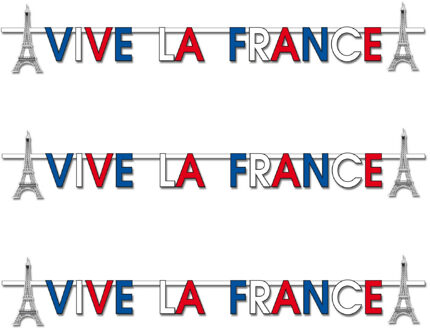 Letterslinger - 3x - viva la France - 2 meter - Frankrijk - themafeest decoratie