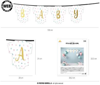Letterslinger 'Baby Rompertjes (130cm) Multikleur - Print