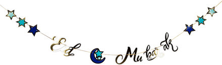 Letterslinger 'Eid Mubarak' Blauw/Goud (250 cm) Multikleur - Print