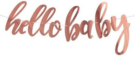 Letterslinger Hello Baby Rosé goud (3,6m) Roze, Goud - Brons