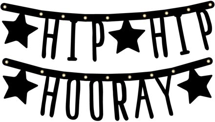 Letterslinger Hip Hip Hooray zwart