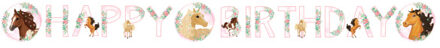 Letterslinger Verjaardag Paarden Beautiful (140x15cm) Multikleur - Print