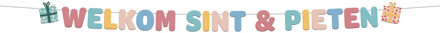 Letterslinger Welkom Sint & Pieten Cartoon (1,5m) Multikleur - Print