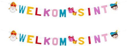 Letterslingers - 2x - Welkom Sint - 150 cm - karton - Sinterklaas versiering slinger