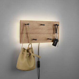 Leuchten Kapstok Romy LED 40 x 20 cm 5 haken Hout Bruin