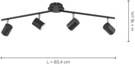 LeuchtenDirekt 4-lichts opbouwspot Tarik met led 11944-13