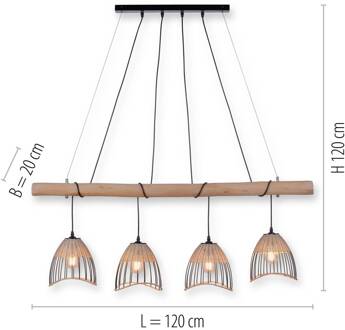LeuchtenDirekt treccia - Hanglamp eettafel - 4 lichts - L 120 cm - Zwart