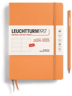 Leuchtturm1917 18 maanden agenda 2024-2025, 1 week per 2 pagina's, hardcover medium a5, abrikoos