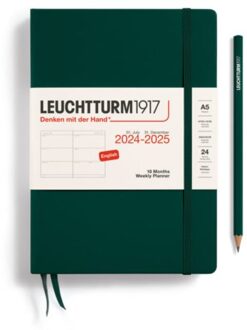 Leuchtturm1917 18 maanden agenda 2024-2025, 1 week per 2 pagina's, hardcover medium a5, bos groen