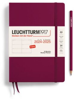 Leuchtturm1917 18 maanden agenda 2024-2025, 1 week per 2 pagina's, hardcover medium a5, port rood