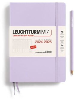 Leuchtturm1917 18 maanden agenda 2024-2025, 1 week per 2 pagina's verticaal, hardcover medium a5,