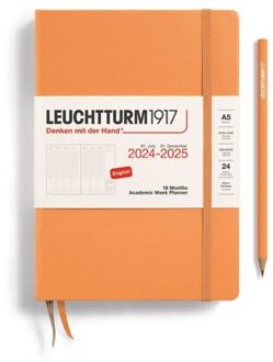 Leuchtturm1917 18 maanden agenda 2024-2025, 1 week per 2 pagina's verticaal, hardcover medium a5,