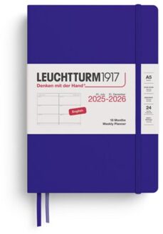 Leuchtturm1917 18 maanden agenda 2025-2026 1 week per 2 pagina's hardcover medium a5, inkt blauw