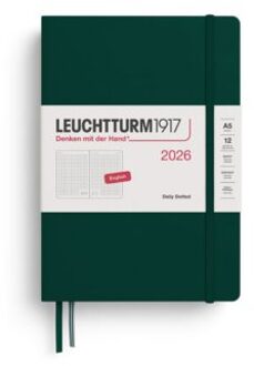 Leuchtturm1917 agenda 2026 1 dag per pagina dotted hardcover medium a5, bos groen
