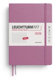 Leuchtturm1917 agenda 2026 1 dag per pagina dotted hardcover medium a5, oud roze