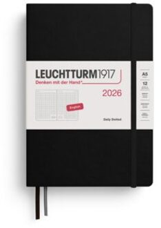 Leuchtturm1917 agenda 2026 1 dag per pagina dotted hardcover medium a5, zwart