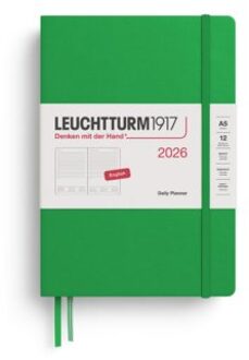 Leuchtturm1917 agenda 2026 1 dag per pagina hardcover medium a5, lente groen