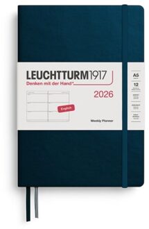Leuchtturm1917 agenda 2026 1 week per 2 pagina's, hardcover, medium a5, deep sea