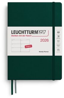 Leuchtturm1917 agenda 2026 1 week per 2 pagina's, hardcover medium a5, forest green