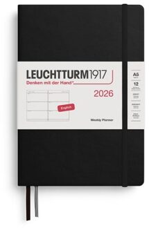 Leuchtturm1917 agenda 2026 1 week per 2 pagina's, hardcover medium a5, zwart