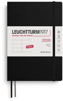 Leuchtturm1917 agenda 2026 1 week per 2 pagina's, softcover, medium a5, black
