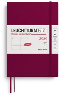 Leuchtturm1917 agenda 2026 1 week per 2 pagina's, softcover, medium a5, port red
