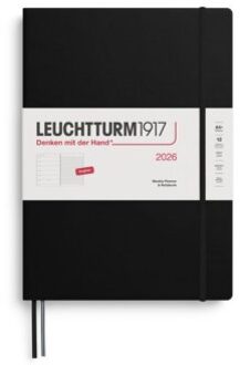 Leuchtturm1917 agenda 2026 1 week per pagina met gelinieerd notitieblad hardcover master a4+, zwart