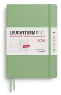 Leuchtturm1917 agenda 2026 1 week per pagina met gelinieerd notitieblad hardcover medium a5,