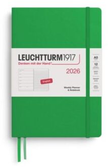 Leuchtturm1917 agenda 2026 1 week per pagina met gelinieerd notitieblad hardcover medium a5,