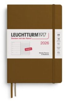 Leuchtturm1917 agenda 2026 1 week per pagina met gelinieerd notitieblad hardcover medium a5,