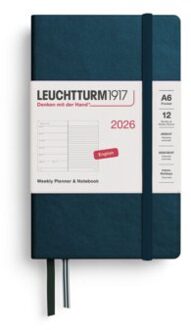 Leuchtturm1917 agenda 2026 1 week per pagina met gelinieerd notitieblad hardcover pocket a6,