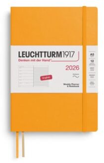 Leuchtturm1917 agenda 2026 1 week per pagina met gelinieerd notitieblad softcover medium a5, rising