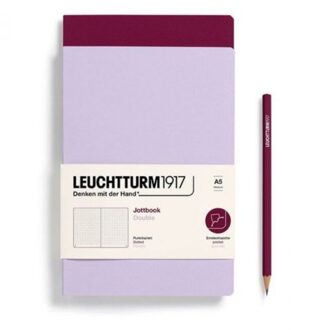 Leuchtturm1917 jottbook set van 2, flexcover, medium a5, dotted, lila / port rood