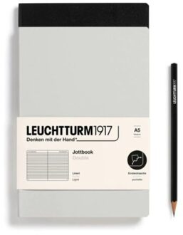 Leuchtturm1917 jottbook set van 2, flexcover, medium a5, gelinieerd, licht grijs / zwart