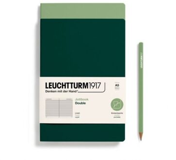 Leuchtturm1917 jottbook set van 2, flexcover, medium a5, gelinieerd, salie / bos groen