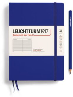 Leuchtturm1917 notitieboek, hardcover, medium a5, gelinieerd, ink blauw