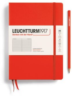 Leuchtturm1917 notitieboek, hardcover, medium a5, gelinieerd, lobster rood