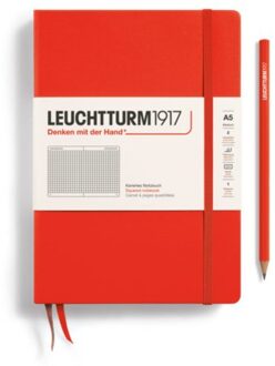 Leuchtturm1917 notitieboek, hardcover, medium a5, ruit, lobster rood