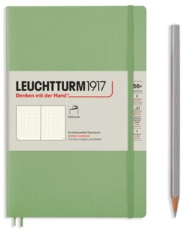 Leuchtturm1917 notitieboek, hardcover, paperback (b6+), dotted, salie groen