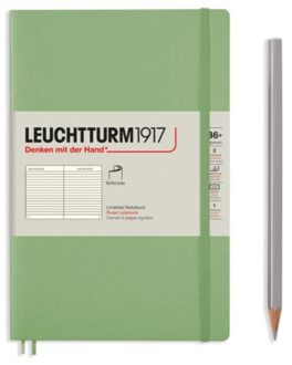 Leuchtturm1917 notitieboek, hardcover, paperback (b6+), gelinieerd, salie groen