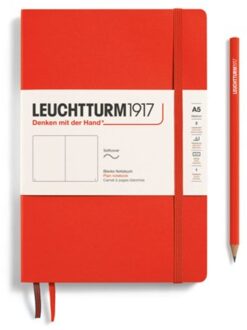 Leuchtturm1917 notitieboek, softcover, medium a5, blanco, lobster rood