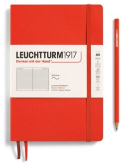Leuchtturm1917 notitieboek, softcover, medium a5, gelinieerd, lobster rood