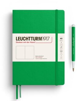 Leuchtturm1917 notitieboekje, hardcover, medium a5, blanco, lenteblad groen
