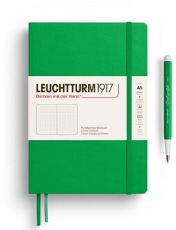 Leuchtturm1917 notitieboekje, hardcover, medium a5, dotted, lenteblad groen
