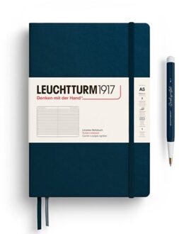 Leuchtturm1917 notitieboekje, hardcover, medium a5, gelinieerd, diepzee blauw