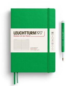 Leuchtturm1917 notitieboekje, hardcover, medium a5, gelinieerd, lenteblad groen