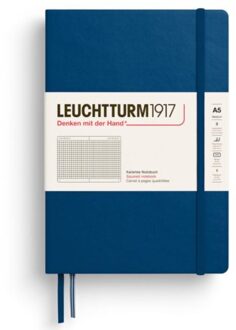 Leuchtturm1917 notitieboekje, hardcover, medium a5, geruit, indigo