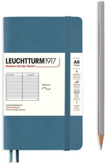 Leuchtturm1917 notitieboekje softcover pocket a6 gelinieerd steen blauw