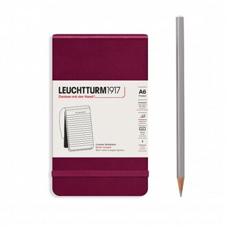 Leuchtturm1917 reporter notepad pocket a6 gelinieerd port rood